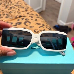Tiffany & Co. White Sunglasses with Black Lenses